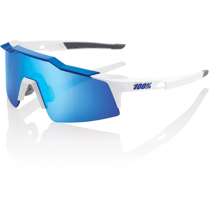 100% 100 Percent Speedcraft SL HiPer Mirror Blue Lens Sunglasses In White 1 100% 100 Percent Speedcraft SL HiPer Mirror Blue Lens Sunglasses In White